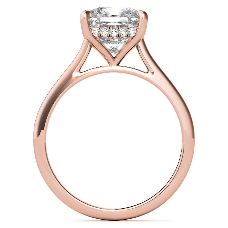 Cushion Cathedral Hidden Halo Moissanite Engagement Ring