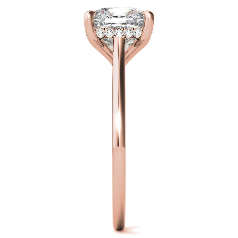 Cushion Cathedral Hidden Halo Moissanite Engagement Ring