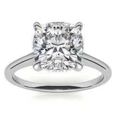 Cushion Cathedral Hidden Halo Moissanite Engagement Ring