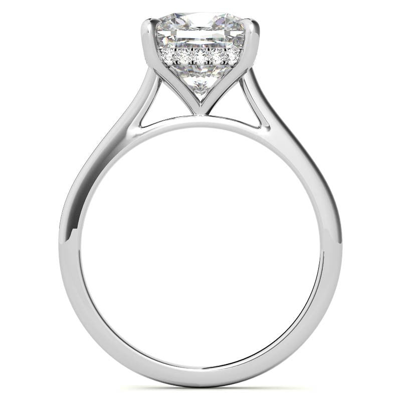 Cushion Cathedral Hidden Halo Moissanite Engagement Ring