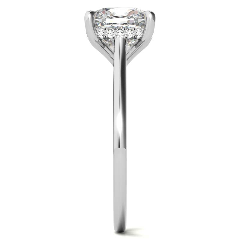 Cushion Cathedral Hidden Halo Moissanite Engagement Ring