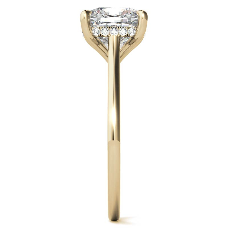 Cushion Cathedral Hidden Halo Moissanite Engagement Ring