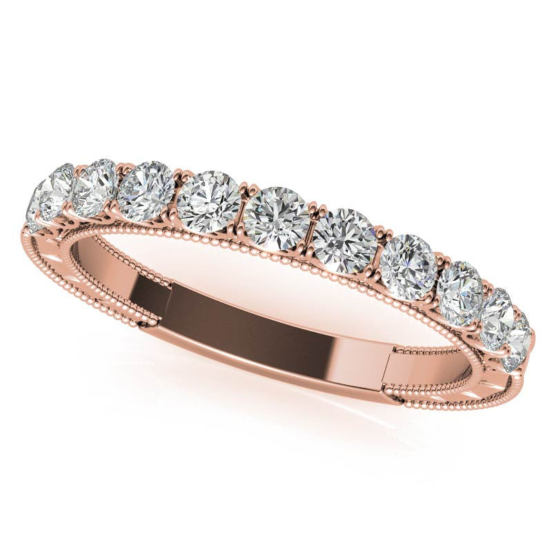 Round Brilliant Moissanite Scroll Accented Engagement Ring with Surprise Diamond