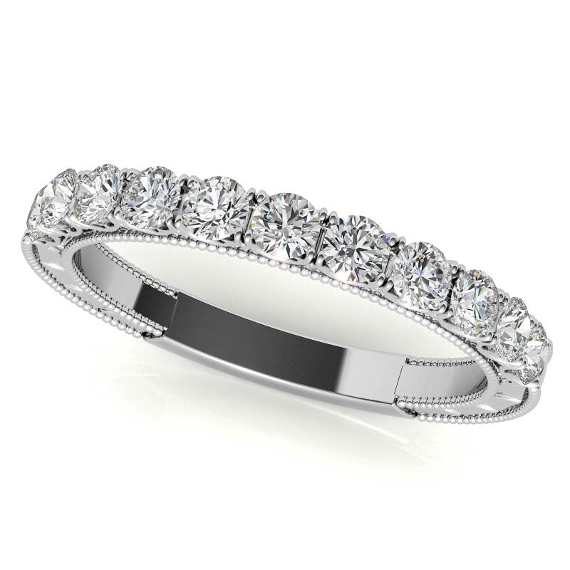Round Brilliant Moissanite Scroll Accented Engagement Ring with Surprise Diamond