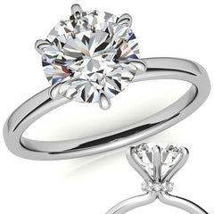 Round Petite Hidden Collar Moissanite Solitaire Ring