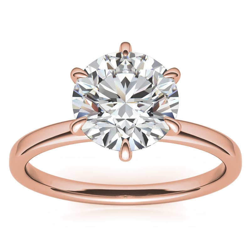 Round Petite Hidden Collar Moissanite Solitaire Ring