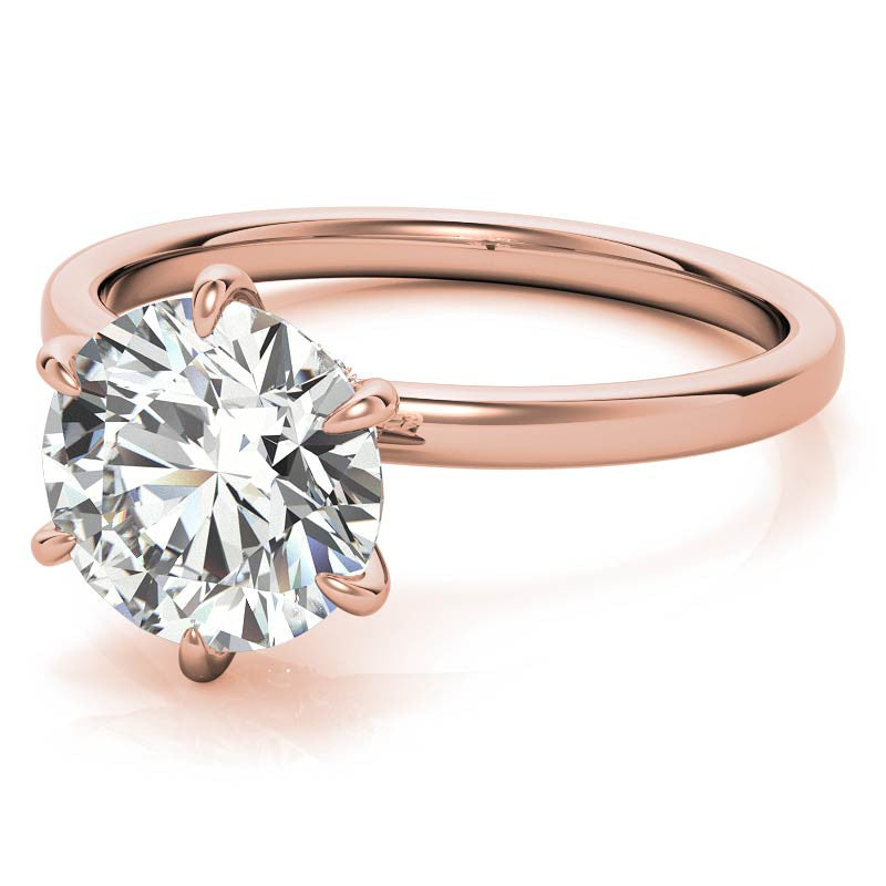 Round Petite Hidden Collar Moissanite Solitaire Ring