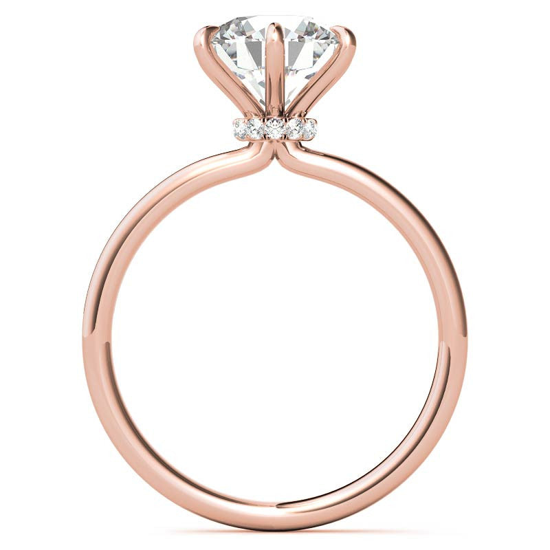 Round Petite Hidden Collar Moissanite Solitaire Ring