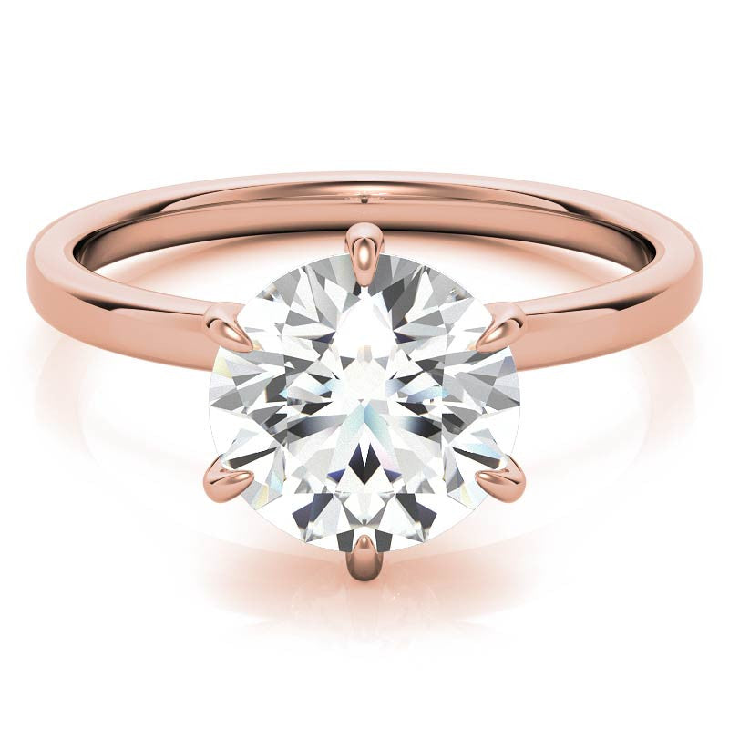 Round Petite Hidden Collar Moissanite Solitaire Ring