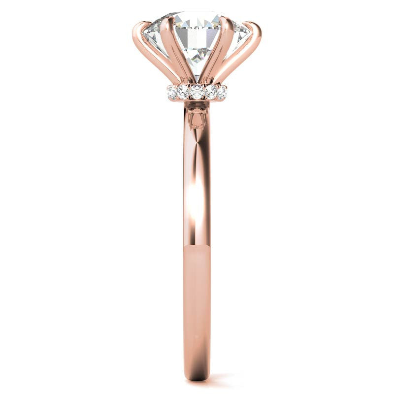 Round Petite Hidden Collar Moissanite Solitaire Ring