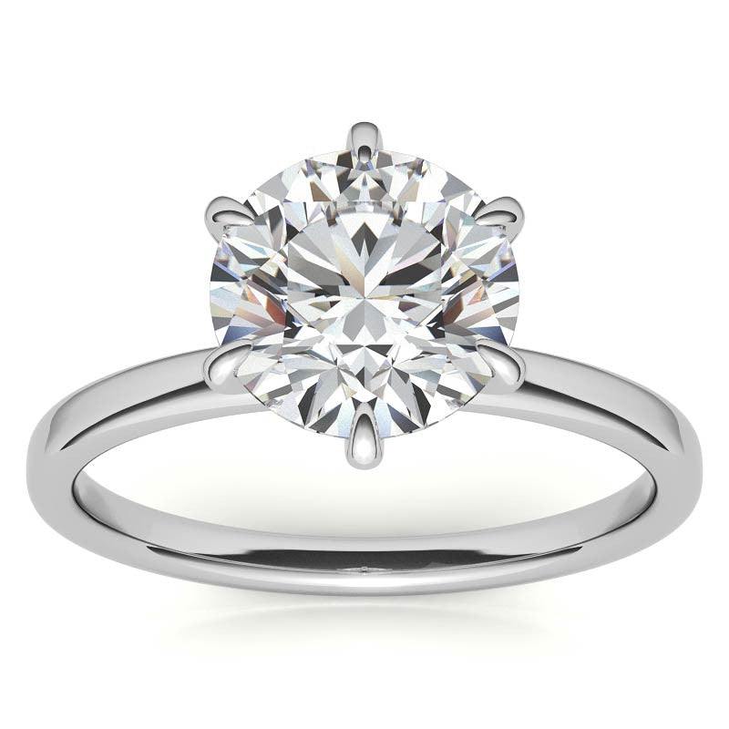 Round Petite Hidden Collar Moissanite Solitaire Ring