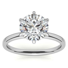 Round Petite Hidden Collar Moissanite Solitaire Ring
