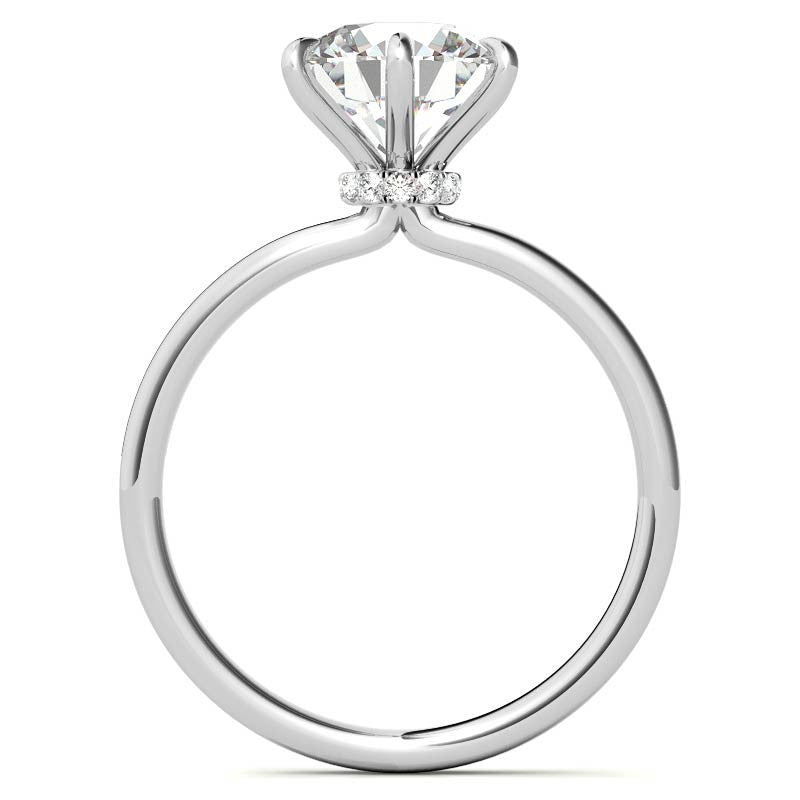 Round Petite Hidden Collar Moissanite Solitaire Ring