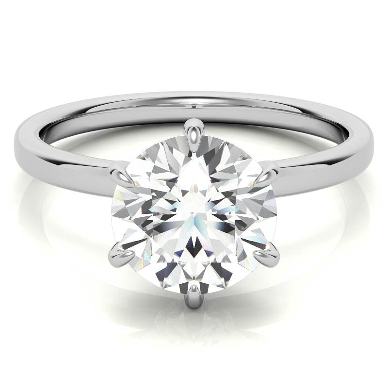 Round Petite Hidden Collar Moissanite Solitaire Ring