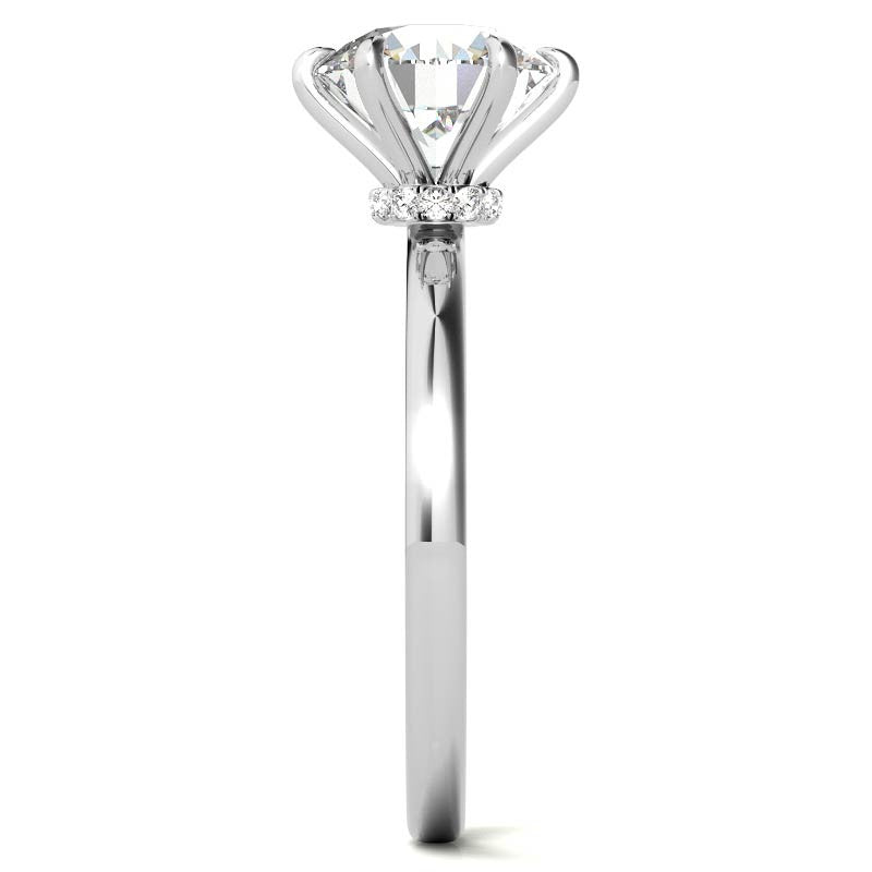 Round Petite Hidden Collar Moissanite Solitaire Ring