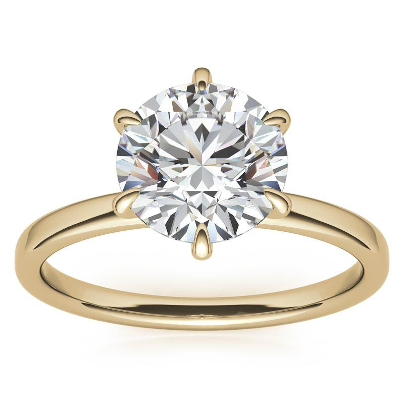 Round Petite Hidden Collar Moissanite Solitaire Ring