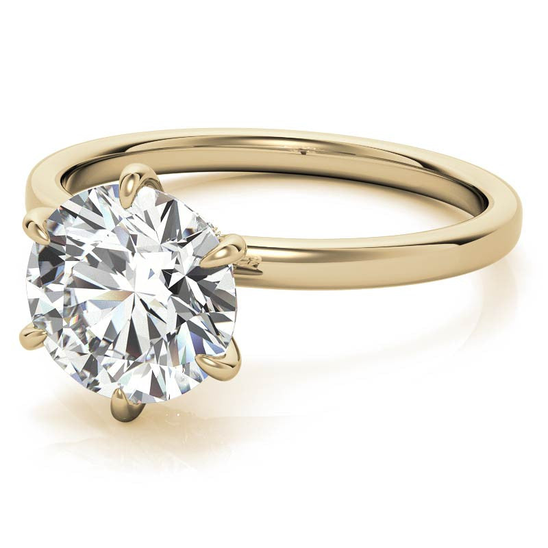 Round Petite Hidden Collar Moissanite Solitaire Ring