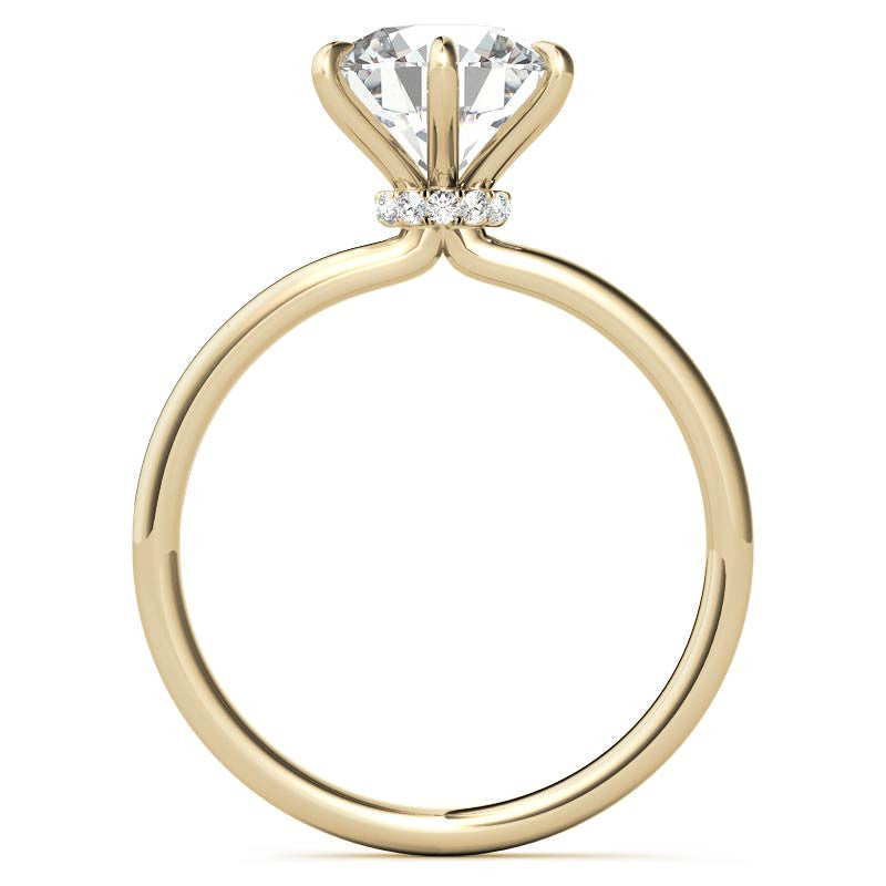 Round Petite Hidden Collar Moissanite Solitaire Ring