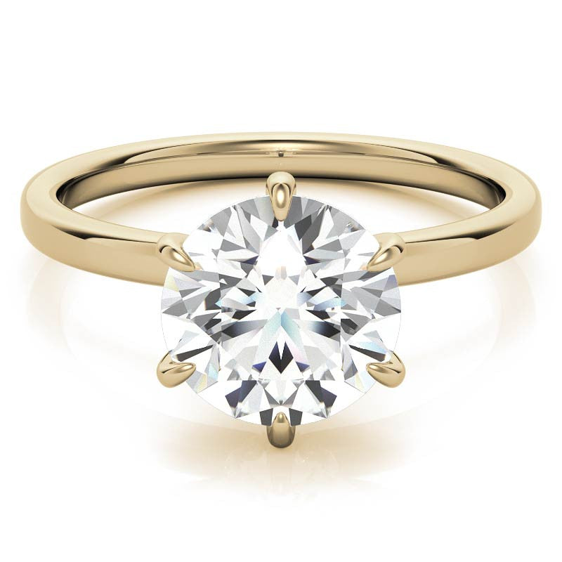 Round Petite Hidden Collar Moissanite Solitaire Ring