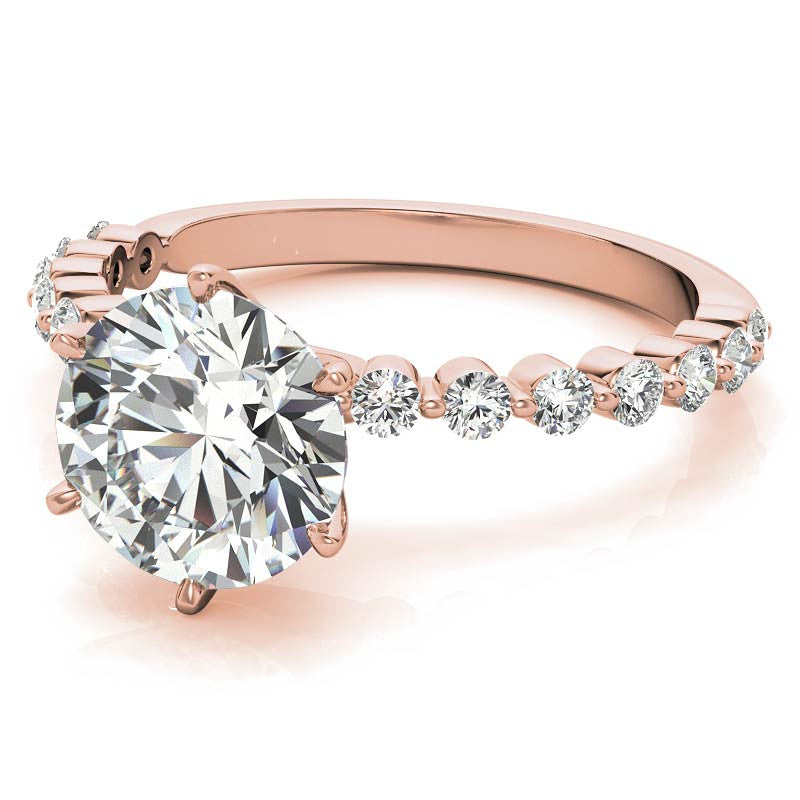 Round Single Prong Moissanite and Diamond Engagement Ring