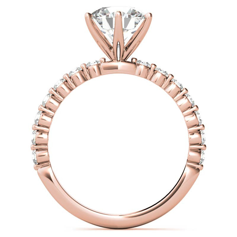 Round Single Prong Moissanite and Diamond Engagement Ring