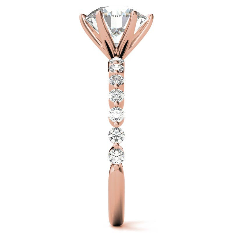 Round Single Prong Moissanite and Diamond Engagement Ring