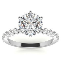 Round Single Prong Moissanite and Diamond Engagement Ring