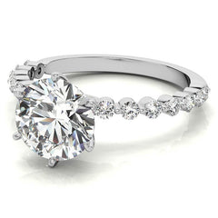 Round Single Prong Moissanite and Diamond Engagement Ring