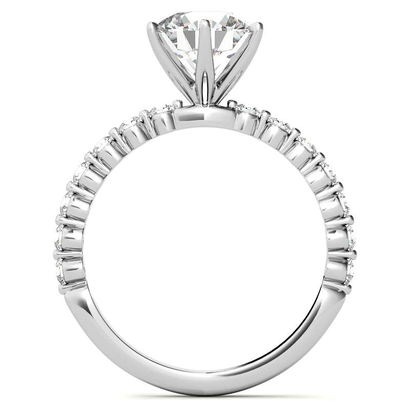 Round Single Prong Moissanite and Diamond Engagement Ring