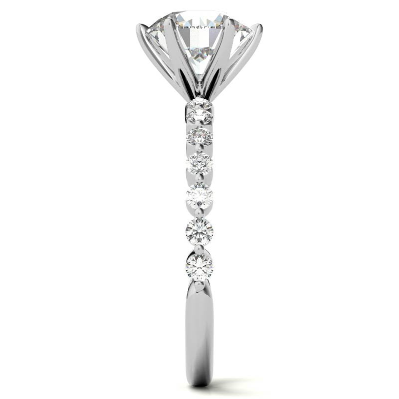 Round Single Prong Moissanite and Diamond Engagement Ring