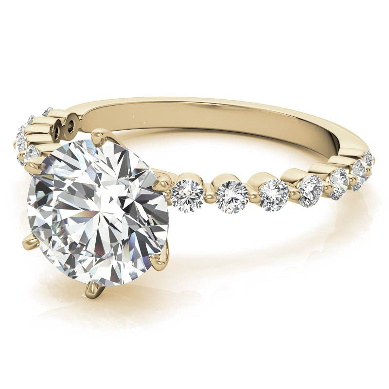 Round Single Prong Moissanite and Diamond Engagement Ring