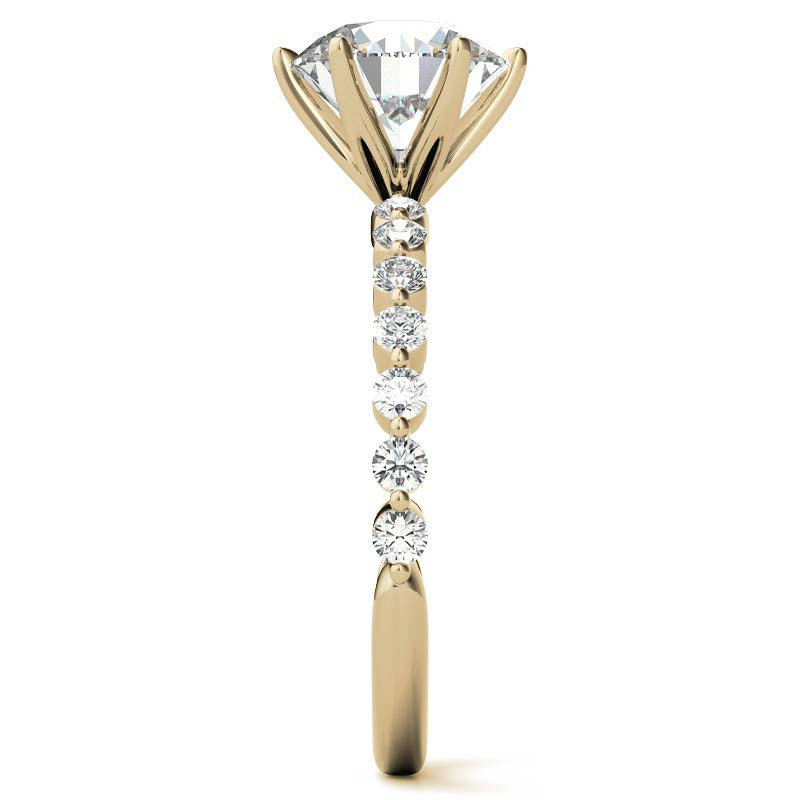 Round Single Prong Moissanite and Diamond Engagement Ring