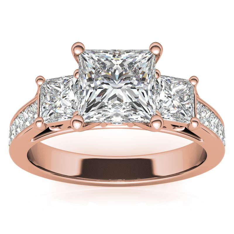 Princess 3-Stone Moissanite Channel Engagement Ring