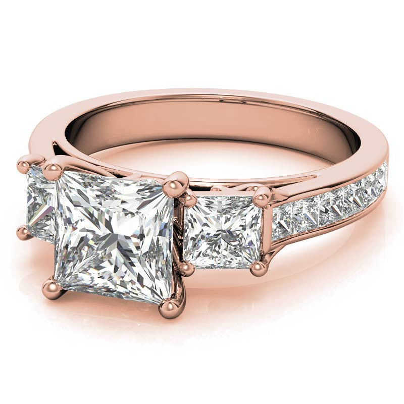 Princess 3-Stone Moissanite Channel Engagement Ring