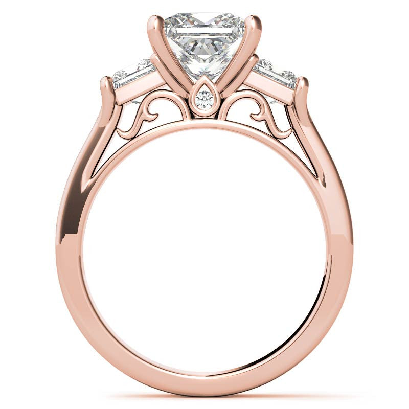 Princess 3-Stone Moissanite Channel Engagement Ring