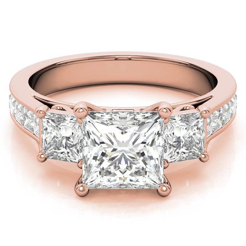 Princess 3-Stone Moissanite Channel Engagement Ring