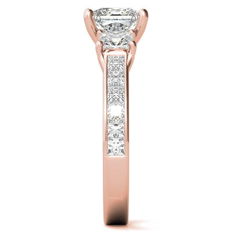 Princess 3-Stone Moissanite Channel Engagement Ring