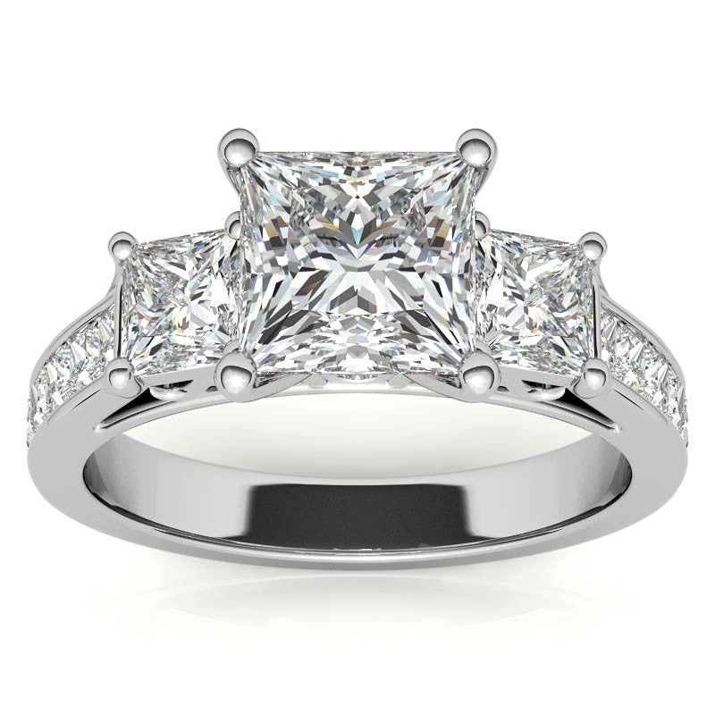Princess 3-Stone Moissanite Channel Engagement Ring