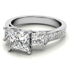 Princess 3-Stone Moissanite Channel Engagement Ring