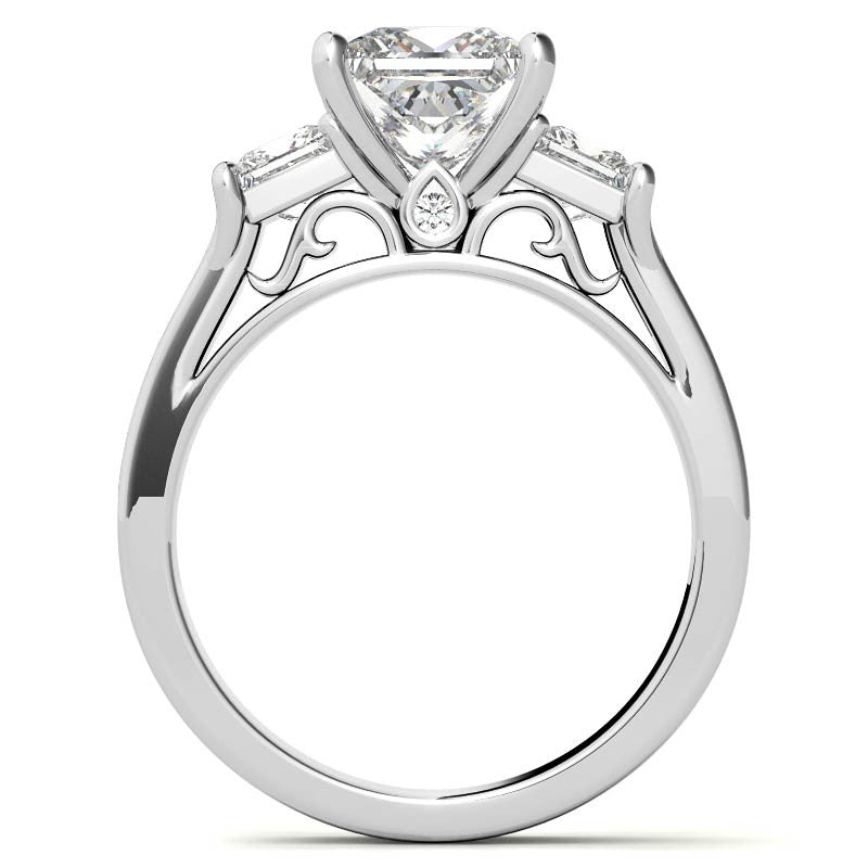 Princess 3-Stone Moissanite Channel Engagement Ring