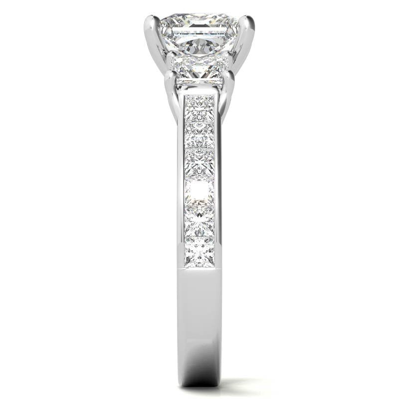 Princess 3-Stone Moissanite Channel Engagement Ring