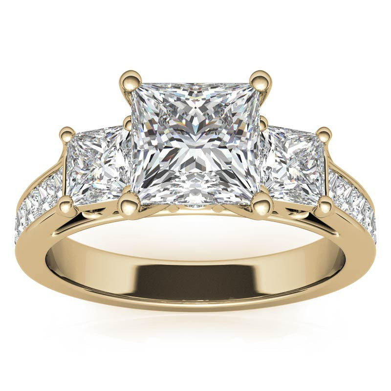 Princess 3-Stone Moissanite Channel Engagement Ring