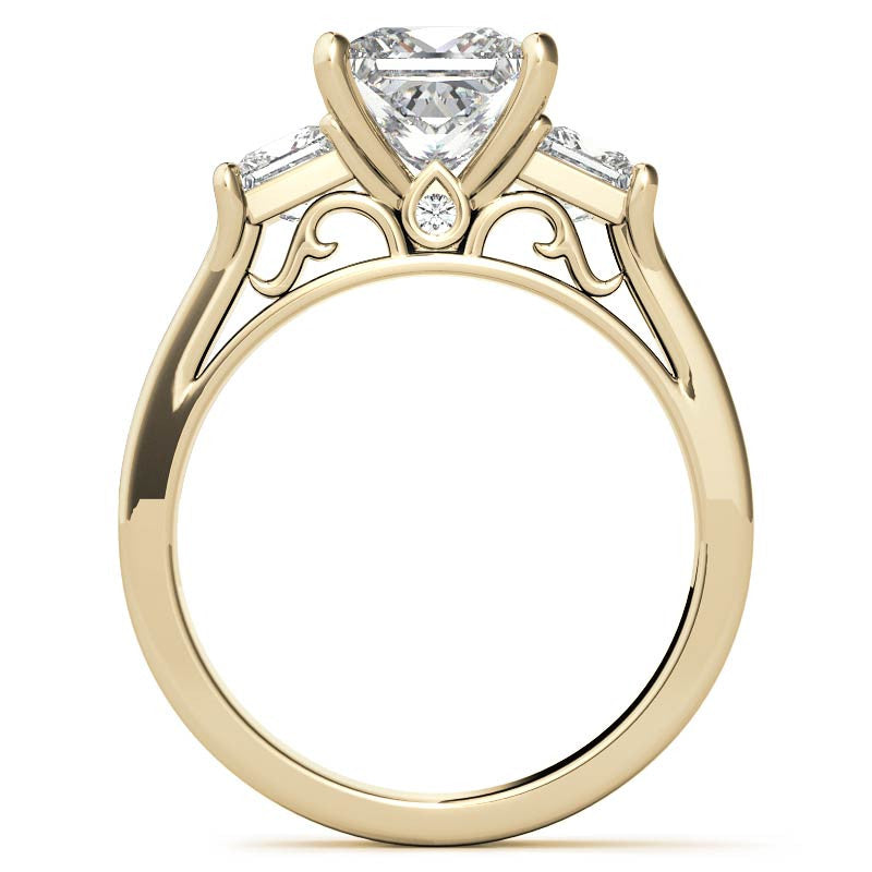 Princess 3-Stone Moissanite Channel Engagement Ring