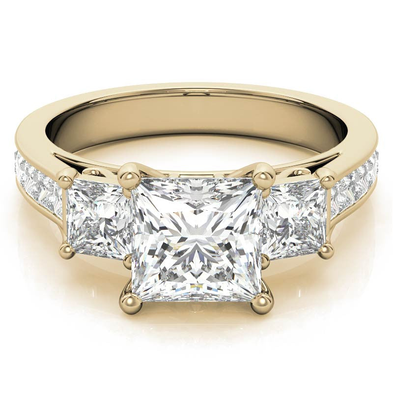 Princess 3-Stone Moissanite Channel Engagement Ring