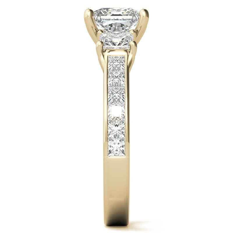 Princess 3-Stone Moissanite Channel Engagement Ring