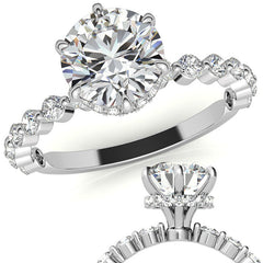 Round Brilliant Moissanite and Diamond Collar Engagement Ring