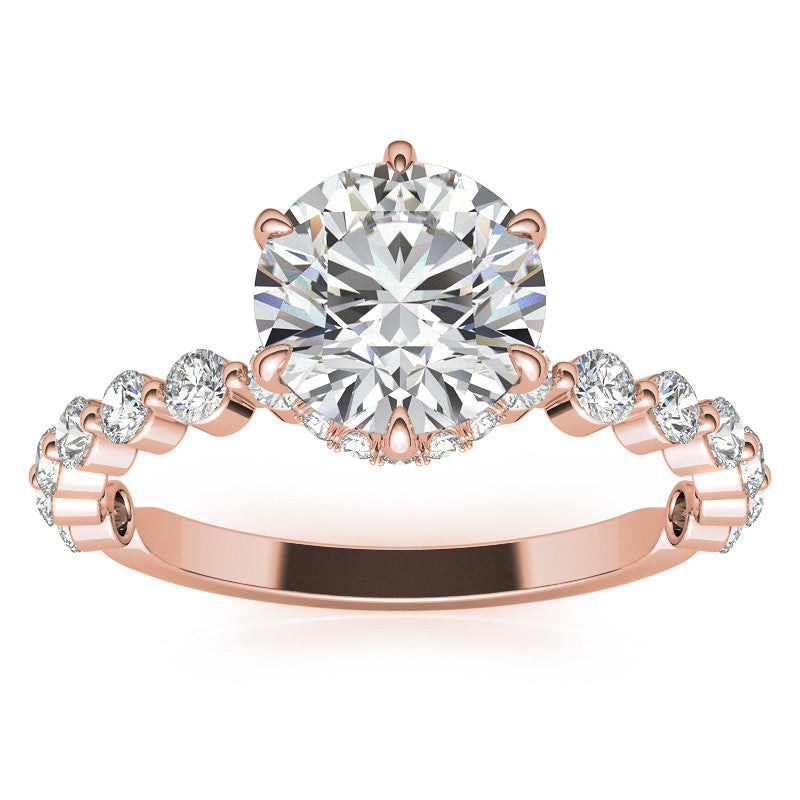 Round Brilliant Moissanite and Diamond Collar Engagement Ring