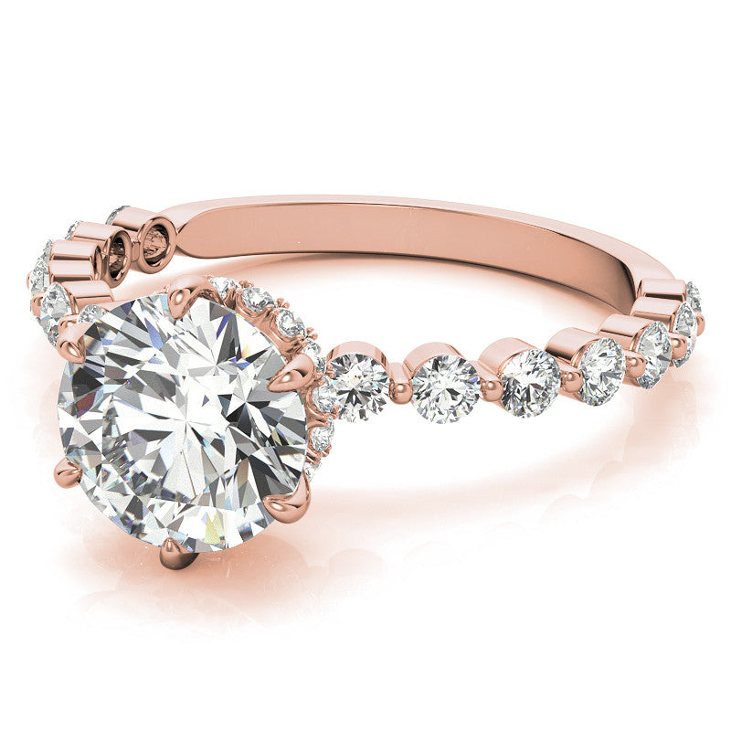 Round Brilliant Moissanite and Diamond Collar Engagement Ring
