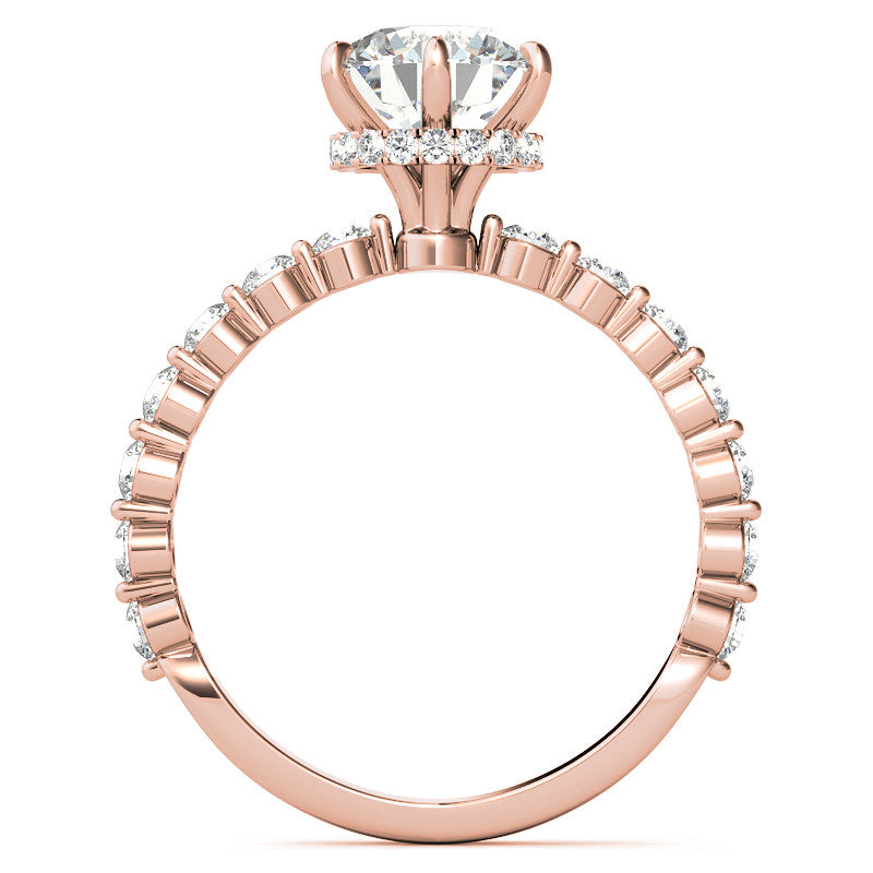 Round Brilliant Moissanite and Diamond Collar Engagement Ring