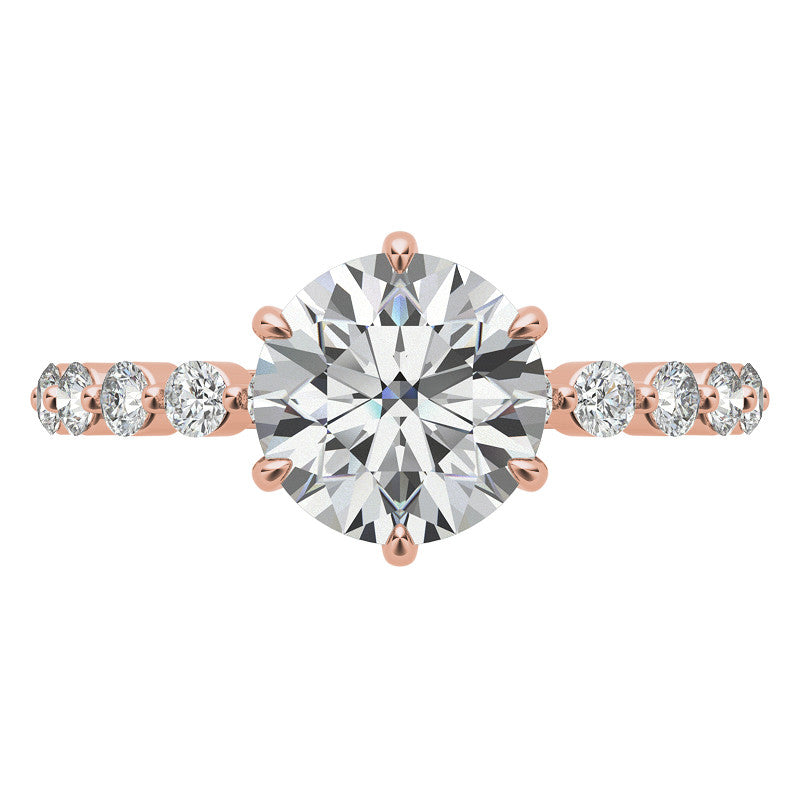 Round Brilliant Moissanite and Diamond Collar Engagement Ring